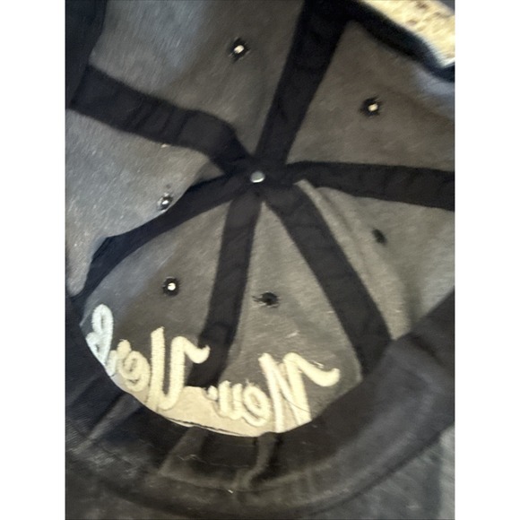 Elidan Un Structured Distressed, New York Strapback Baseball Cap Hat Black4982 - Picture 7 of 7